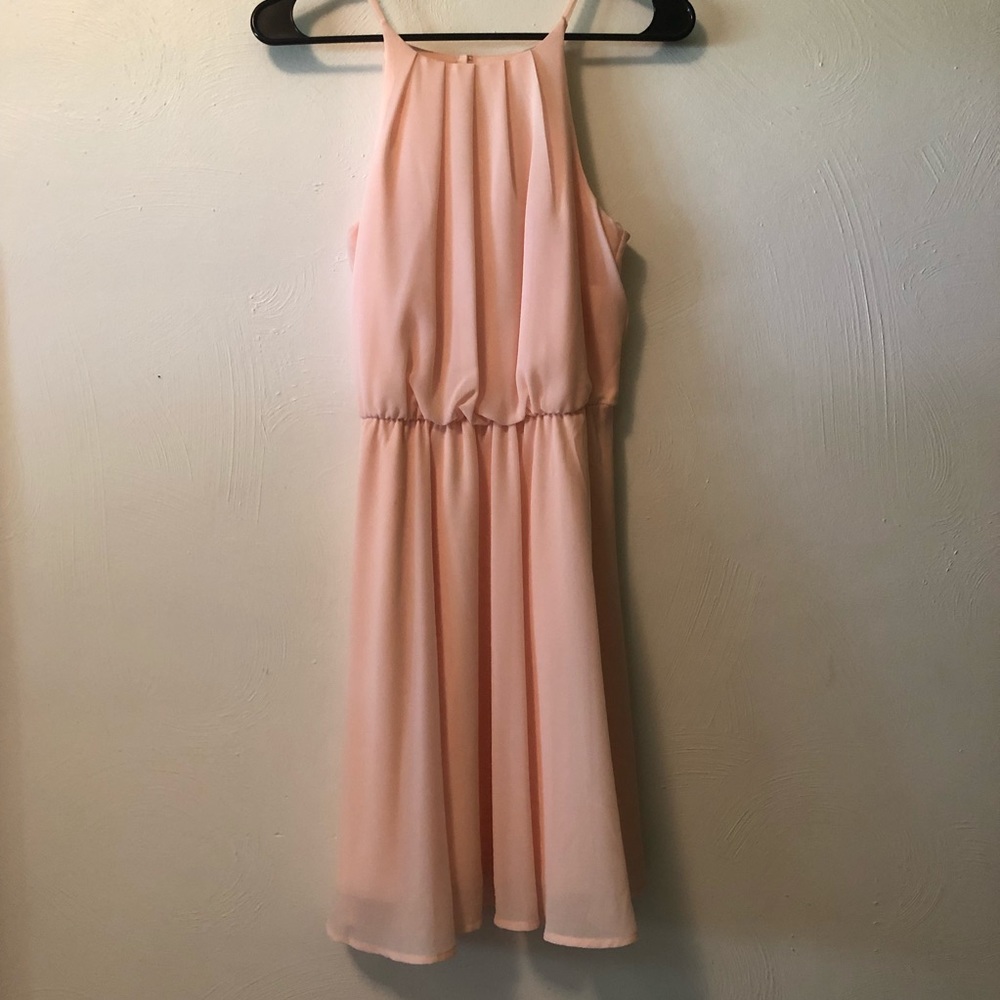 Francesca’s halter neck baby pink mini dress